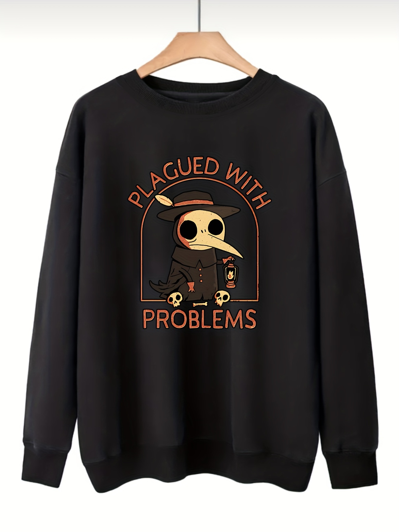 halloween cartoon print pullover sweatshirt casual long sleeve crew neck sweatshirt for fall winter womens clothing details 1