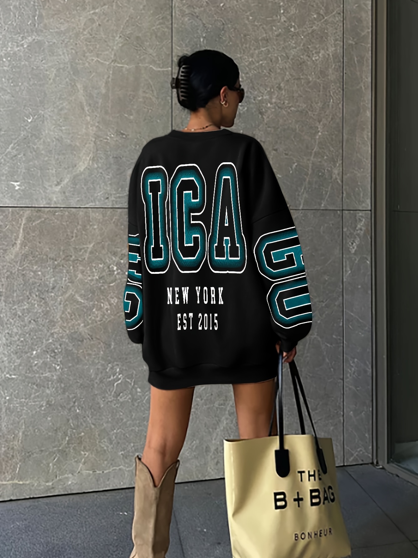 letter print drop shoulder sweatshirt casual long sleeve crew neck sweatshirt for fall winter womens clothing details 43