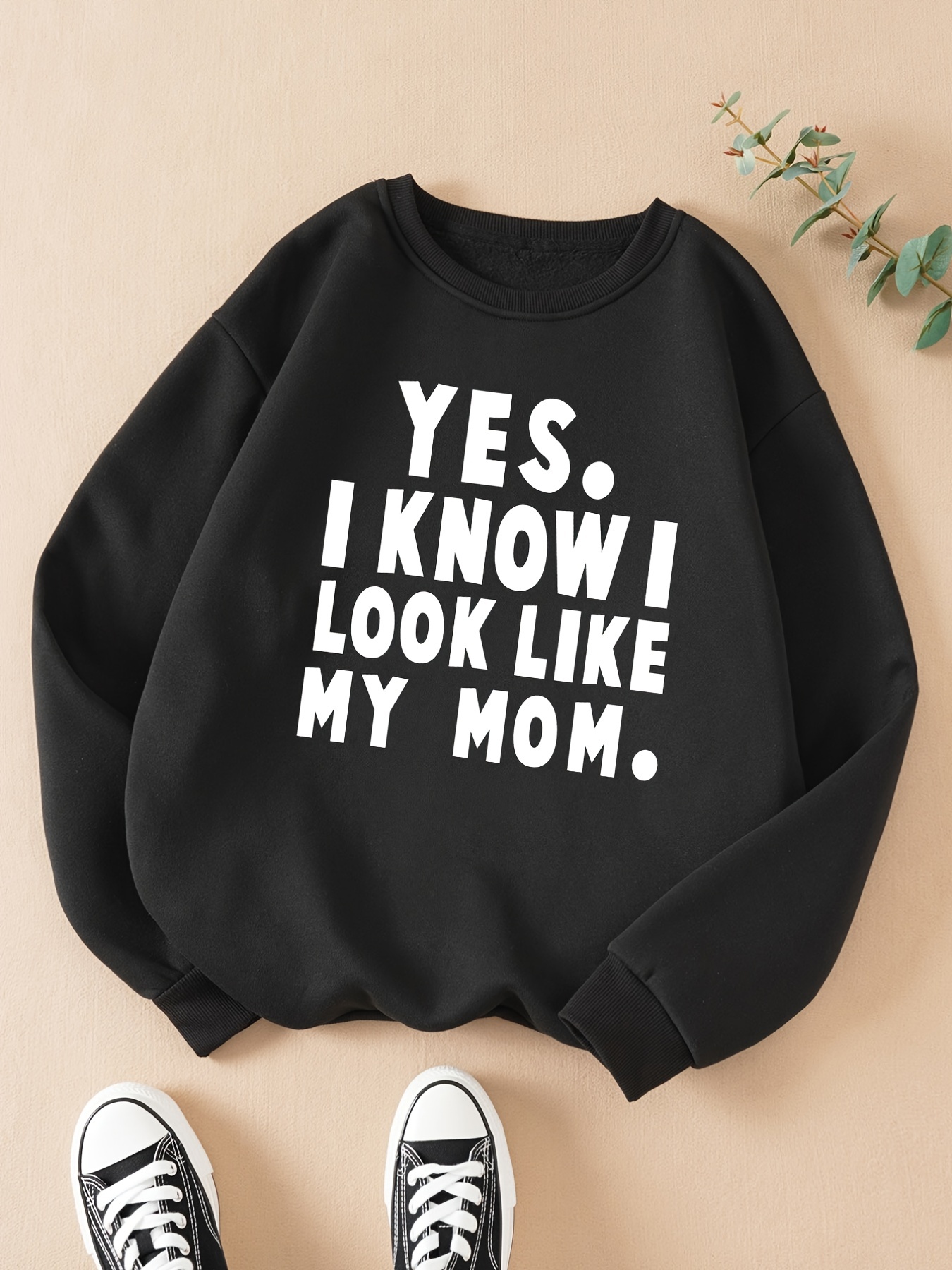 my mom print graphic pullover long sleeve crew neck casual every day sweatshirt womens clothing details 0