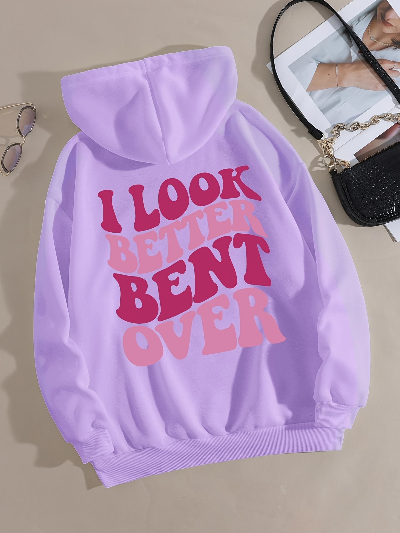 cartoon letter print cute hoodie casual drawstring kangaroo pocket hoodies sweatshirt womens clothing details 0