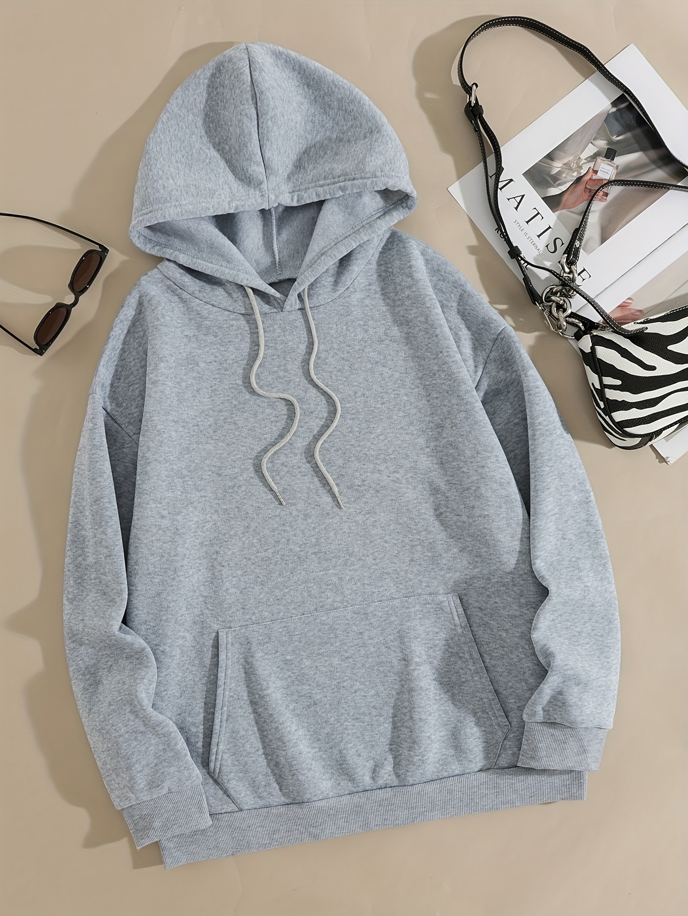 cartoon letter print cute hoodie casual drawstring kangaroo pocket hoodies sweatshirt womens clothing details 10