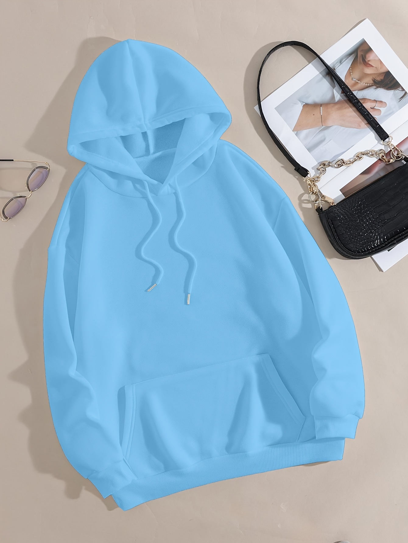 cartoon letter print cute hoodie casual drawstring kangaroo pocket hoodies sweatshirt womens clothing details 17