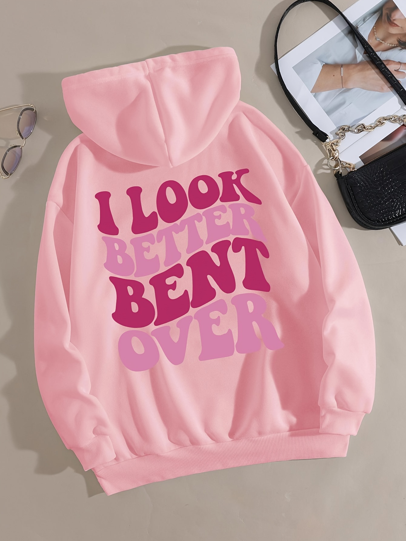 cartoon letter print cute hoodie casual drawstring kangaroo pocket hoodies sweatshirt womens clothing details 20