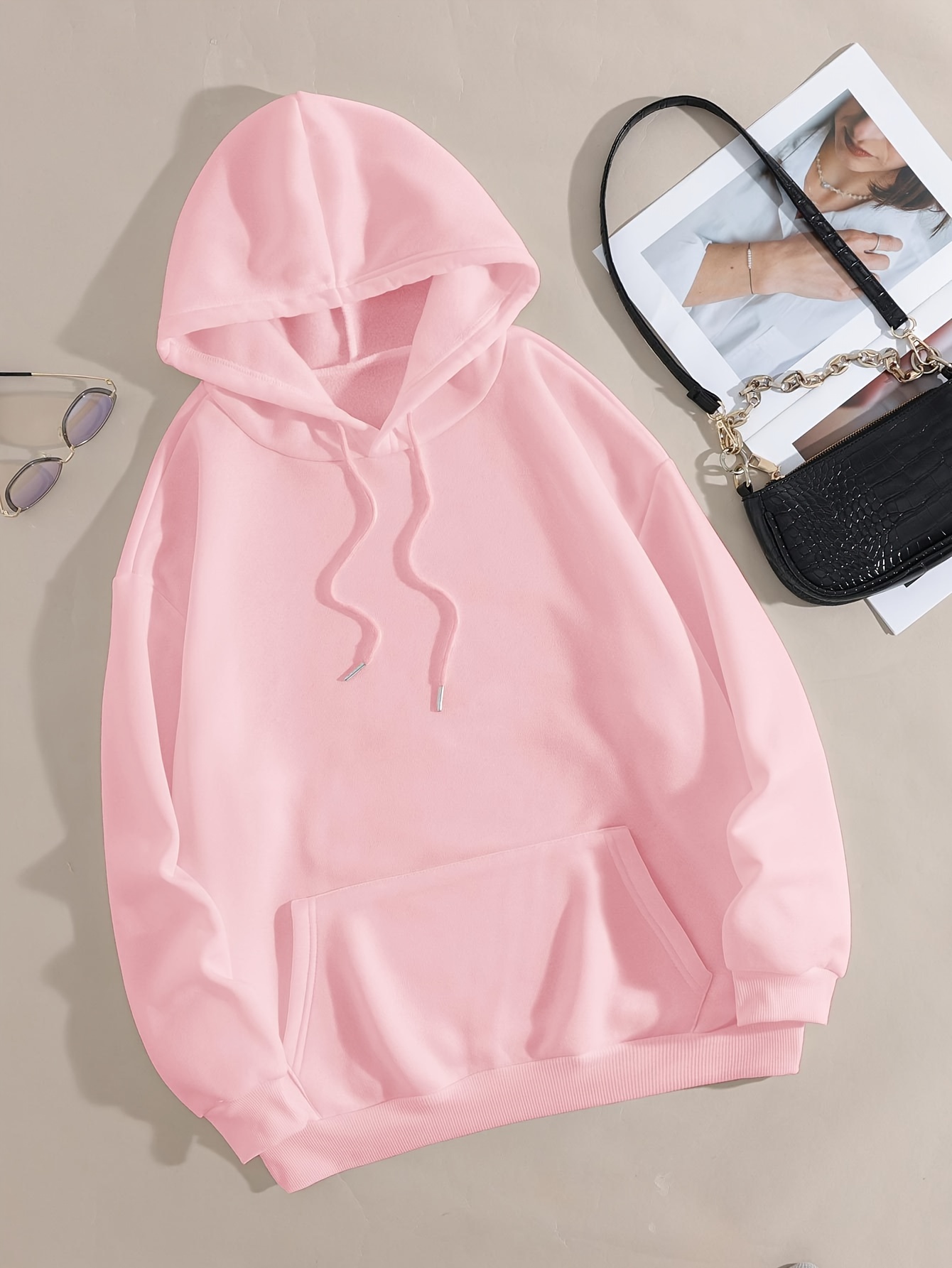 cartoon letter print cute hoodie casual drawstring kangaroo pocket hoodies sweatshirt womens clothing details 24