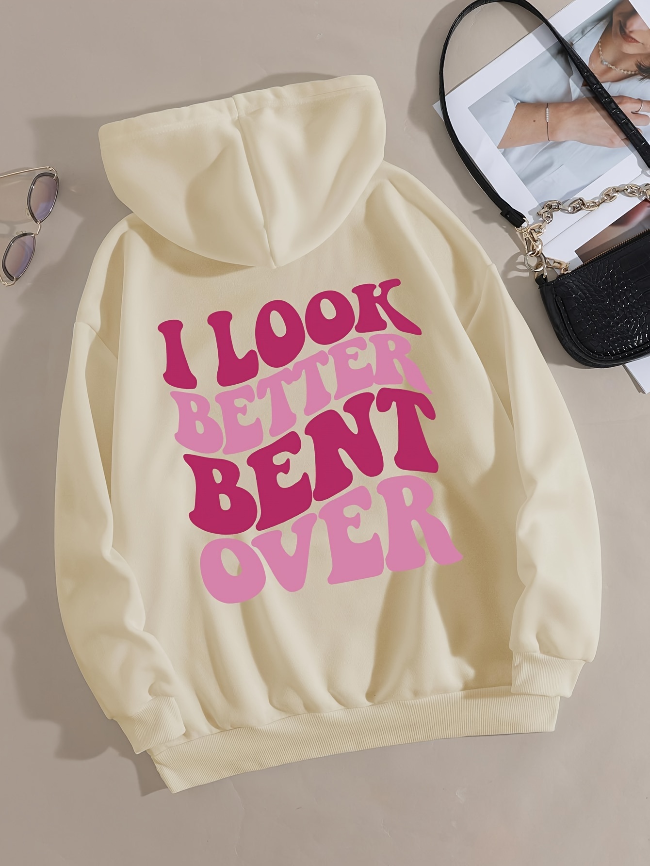 cartoon letter print cute hoodie casual drawstring kangaroo pocket hoodies sweatshirt womens clothing details 37