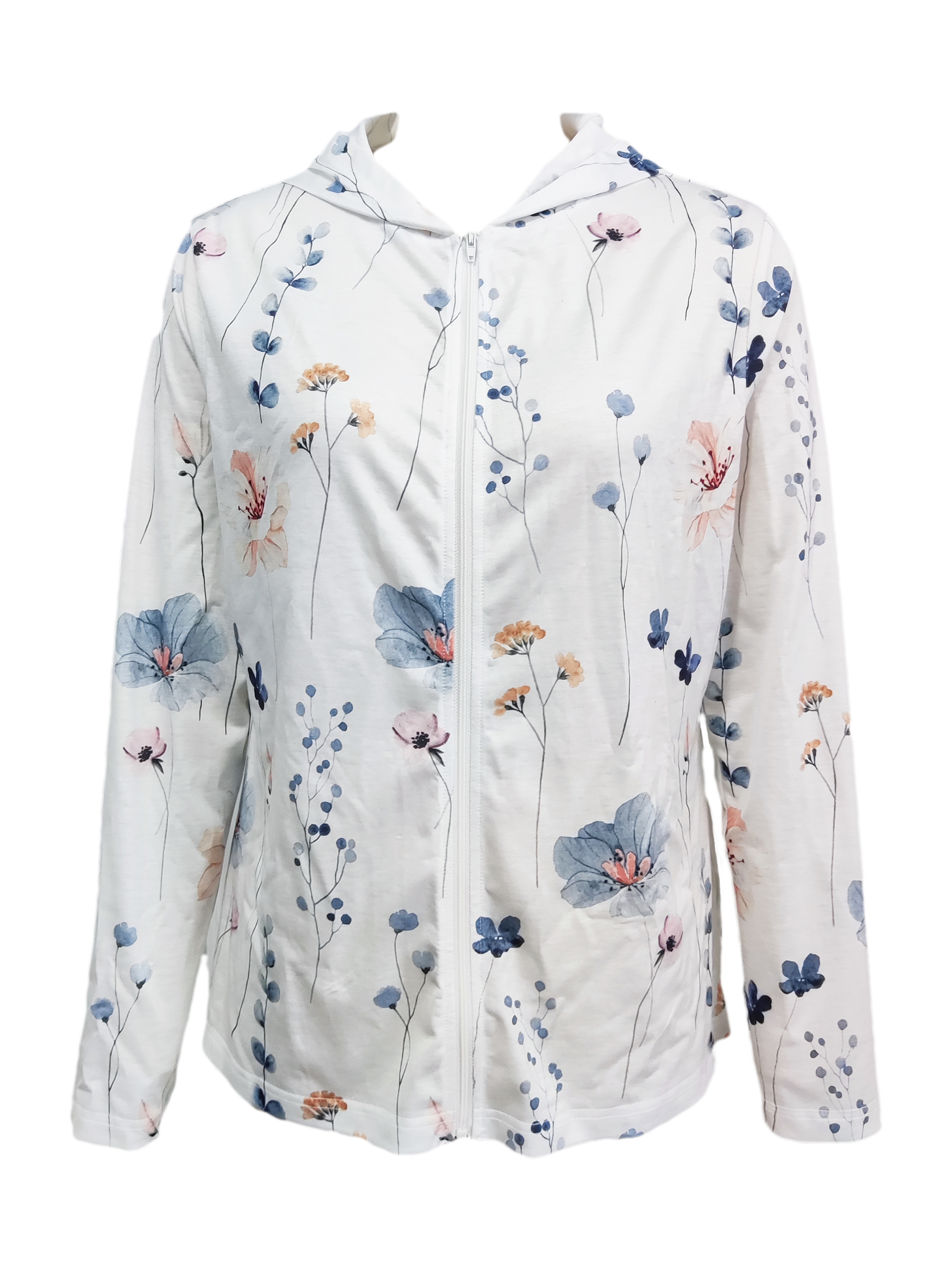 floral print zip up hoodie casual long sleeve hoodies sweatshirt womens clothing details 2