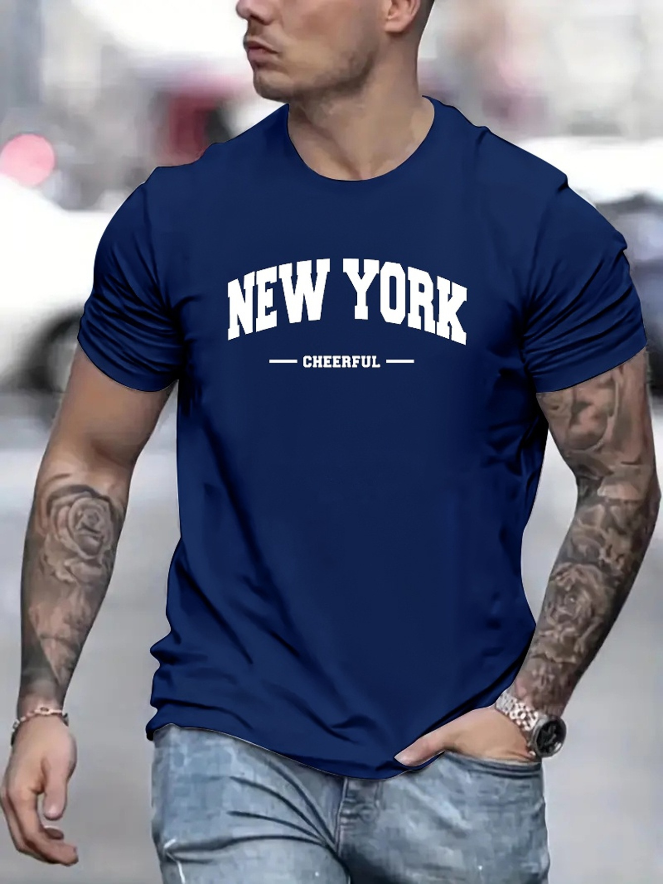 new york cheerful print t shirt tees for men casual short sleeve t shirt for summer details 0