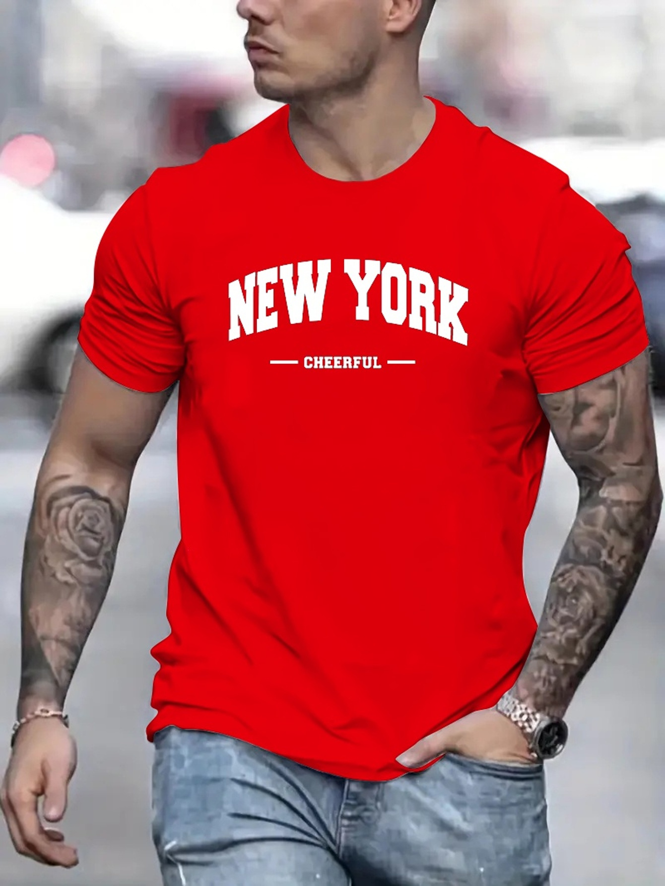 new york cheerful print t shirt tees for men casual short sleeve t shirt for summer details 6