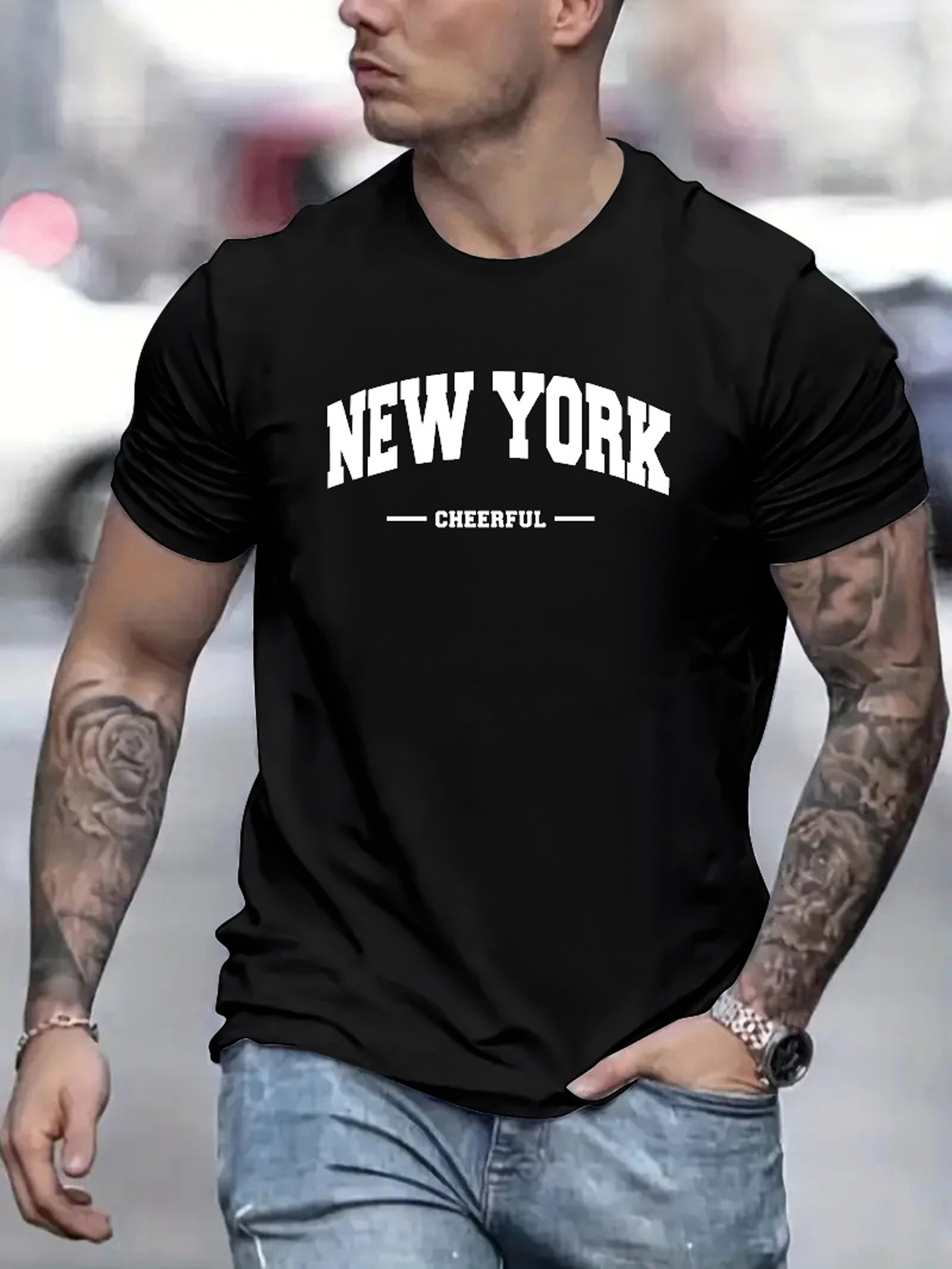 new york cheerful print t shirt tees for men casual short sleeve t shirt for summer details 32