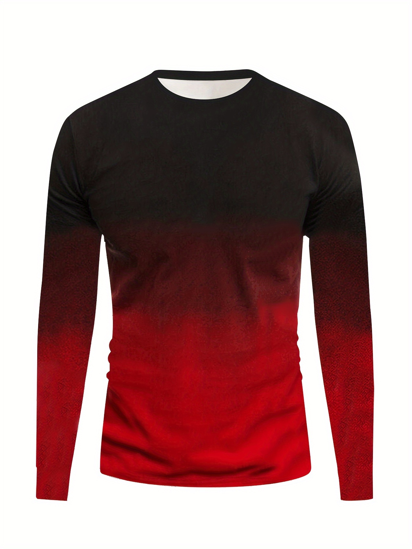 gradient mens trendy daily long sleeve crew neck t shirt spring fall details 2