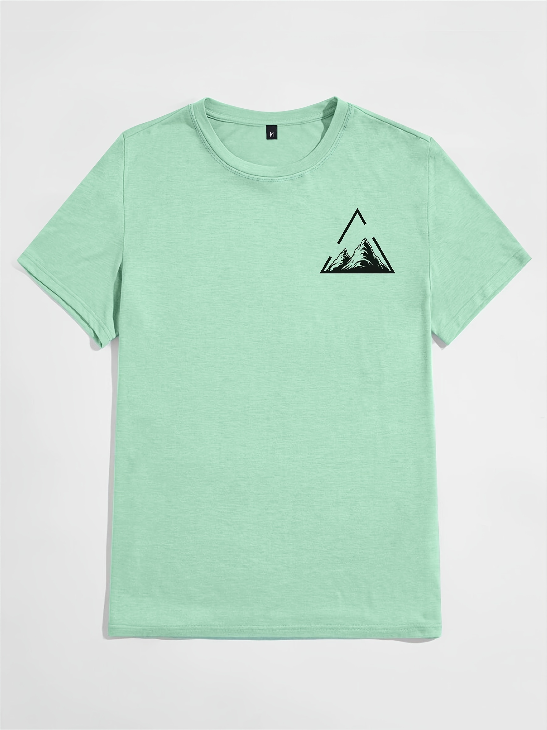 stylish mountain with triangular frame pattern print mens t shirt graphic tee mens summer clothes mens outfits details 4