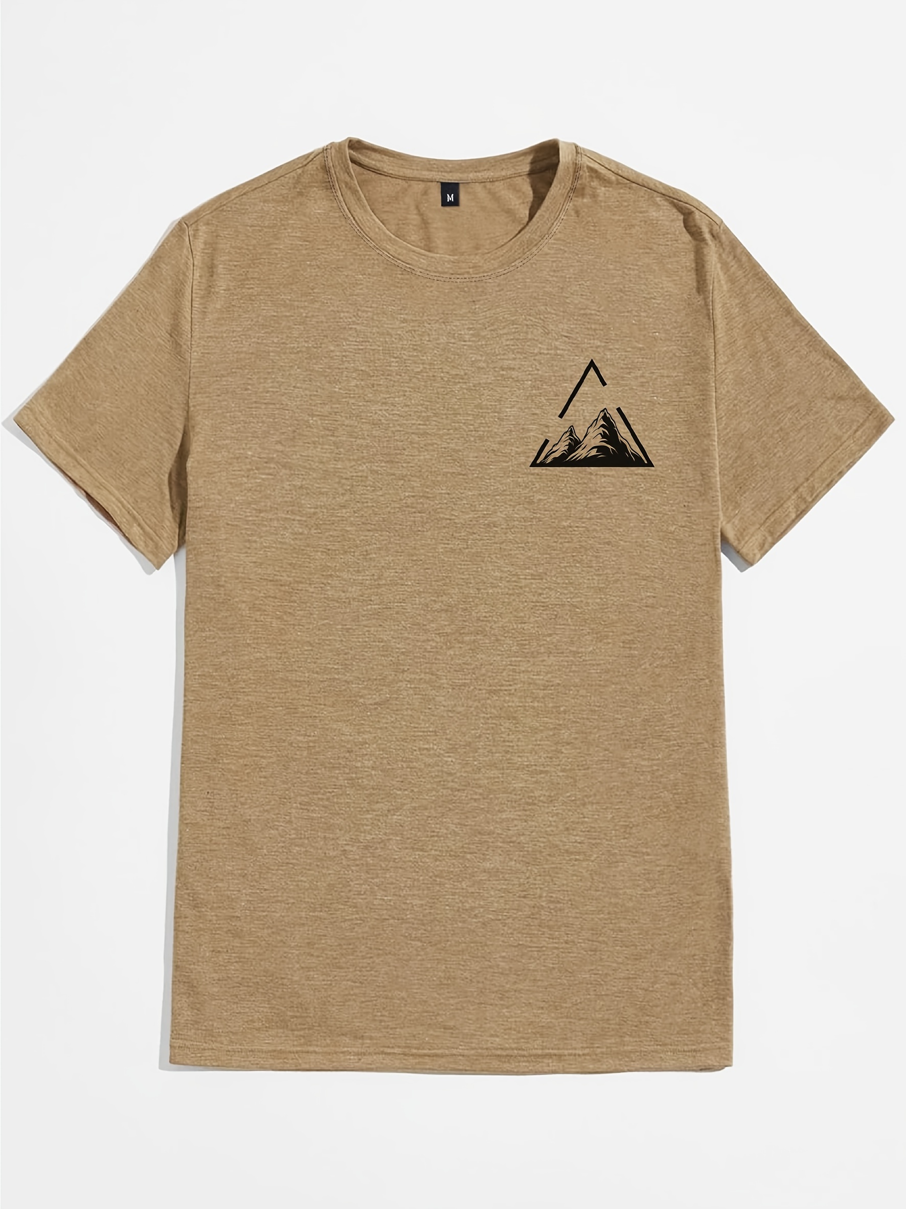 stylish mountain with triangular frame pattern print mens t shirt graphic tee mens summer clothes mens outfits details 14