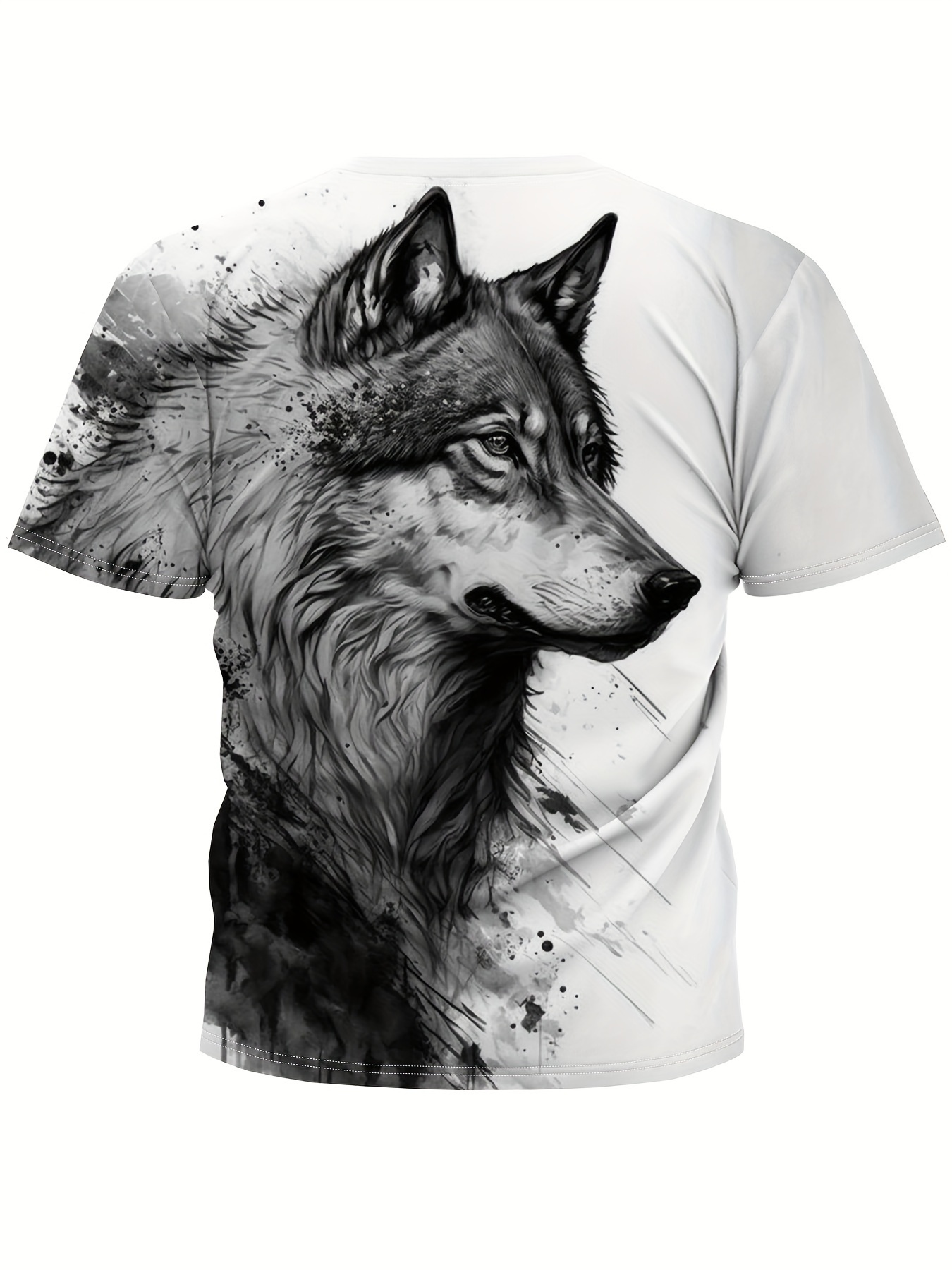 anime cool wolf digital print mens fashion short sleeve crew neck t shirt summer outdoor as gifts details 1