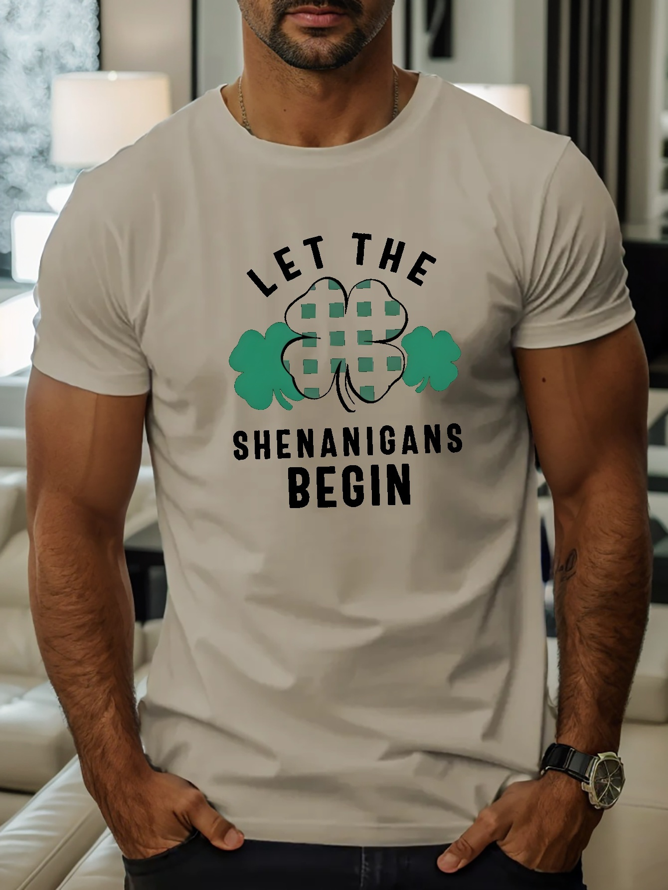 let the shenanigans begin print t shirt tees for men casual short sleeve t shirt for summer details 5