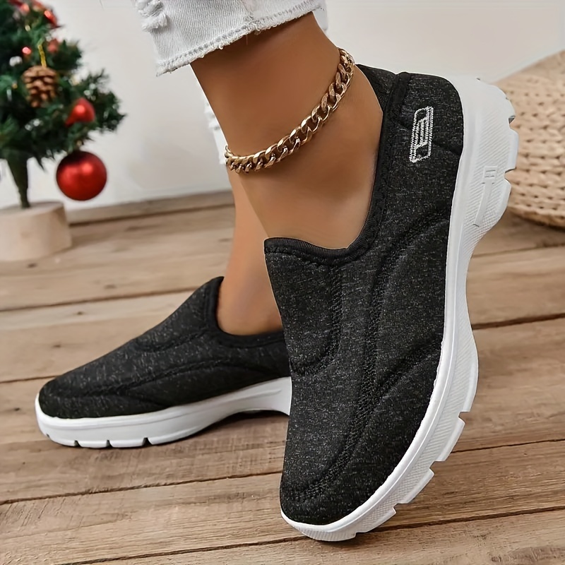 womens solid color casual sneakers slip on soft sole flat breathable shoes lightweight low top walking shoes details 0