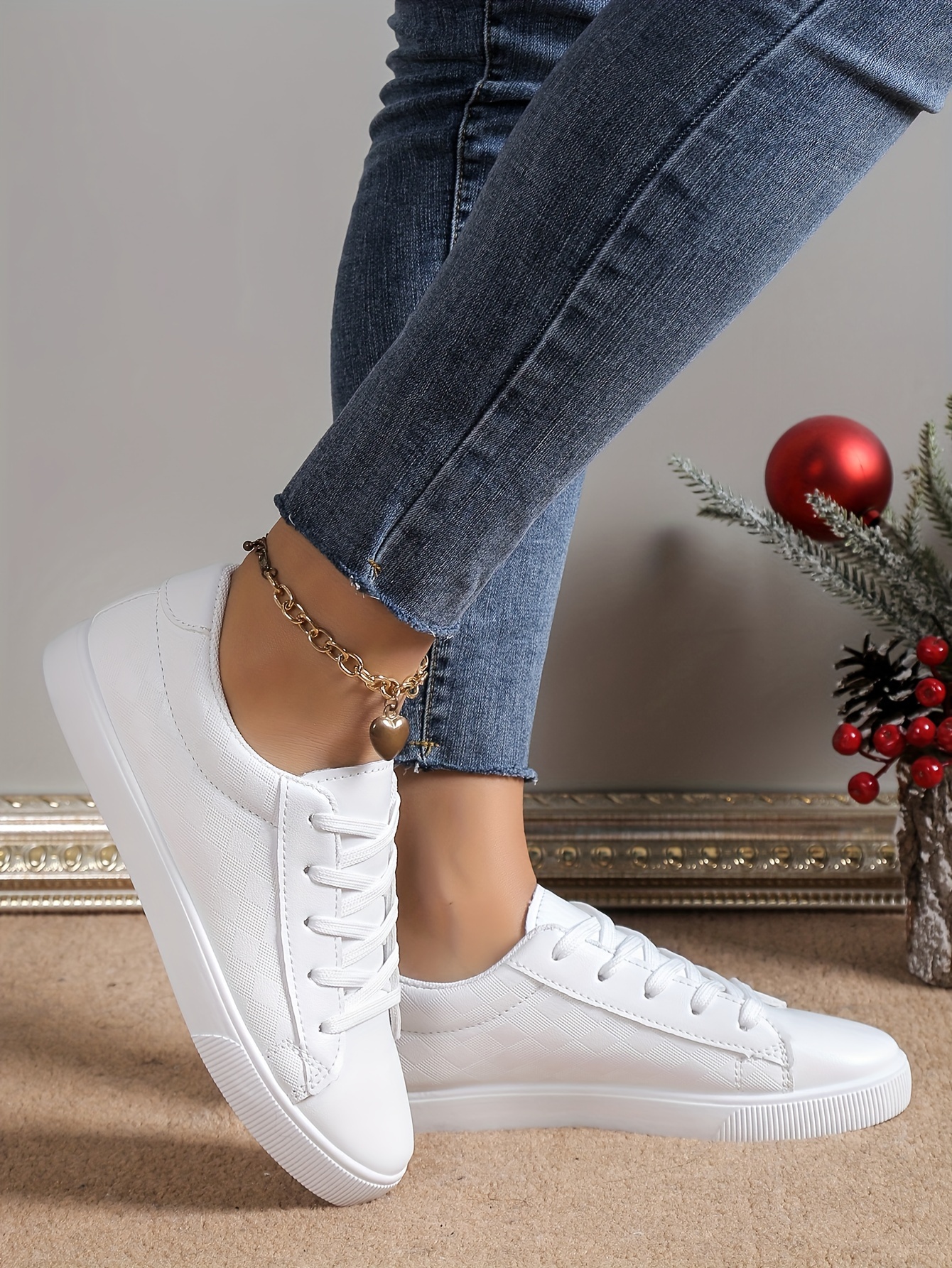 womens white flat sneakers casual lace up outdoor shoes lightweight comfortable low top shoes details 7