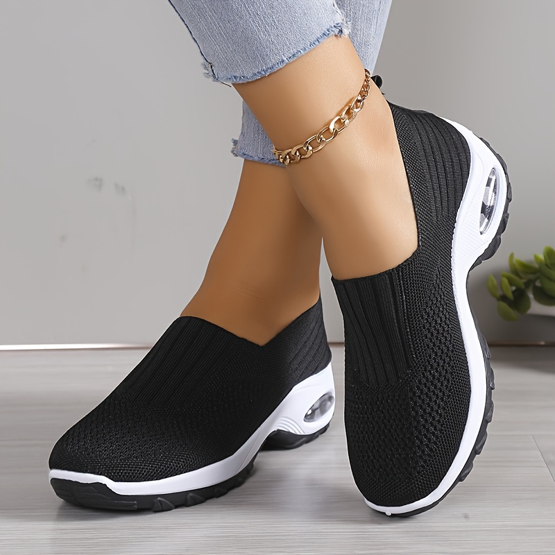 womens solid color casual sneakers soft sole platform air cushion walking shoes breathable low top shoes details 1