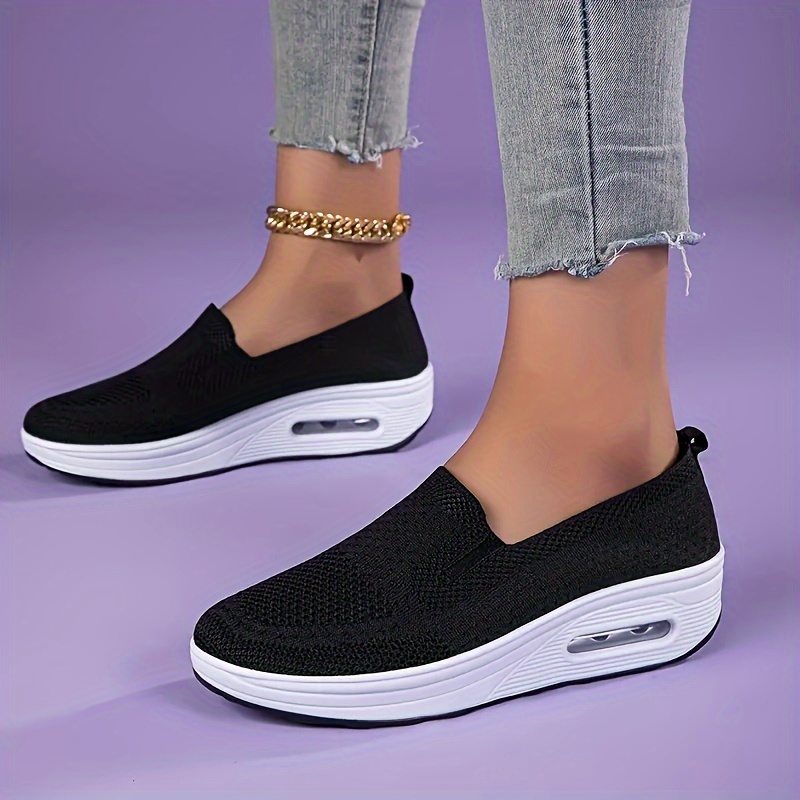 womens platform sock shoes air cushion slip on low top shoes comfortable walking shoes details 2