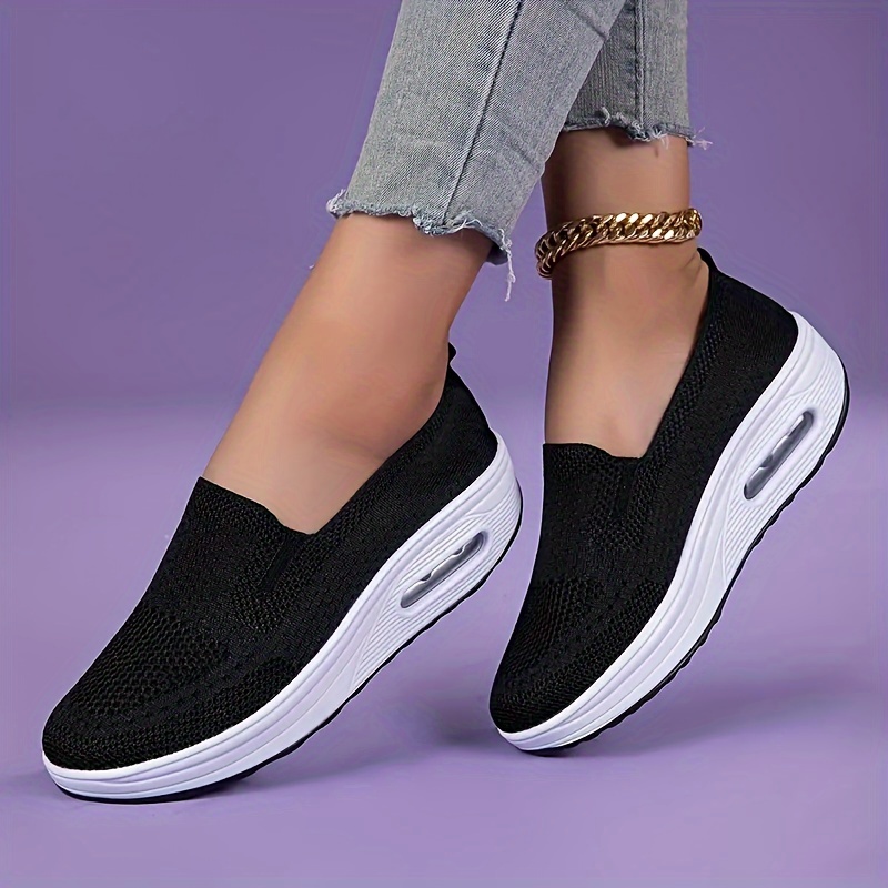 womens platform sock shoes air cushion slip on low top shoes comfortable walking shoes details 5