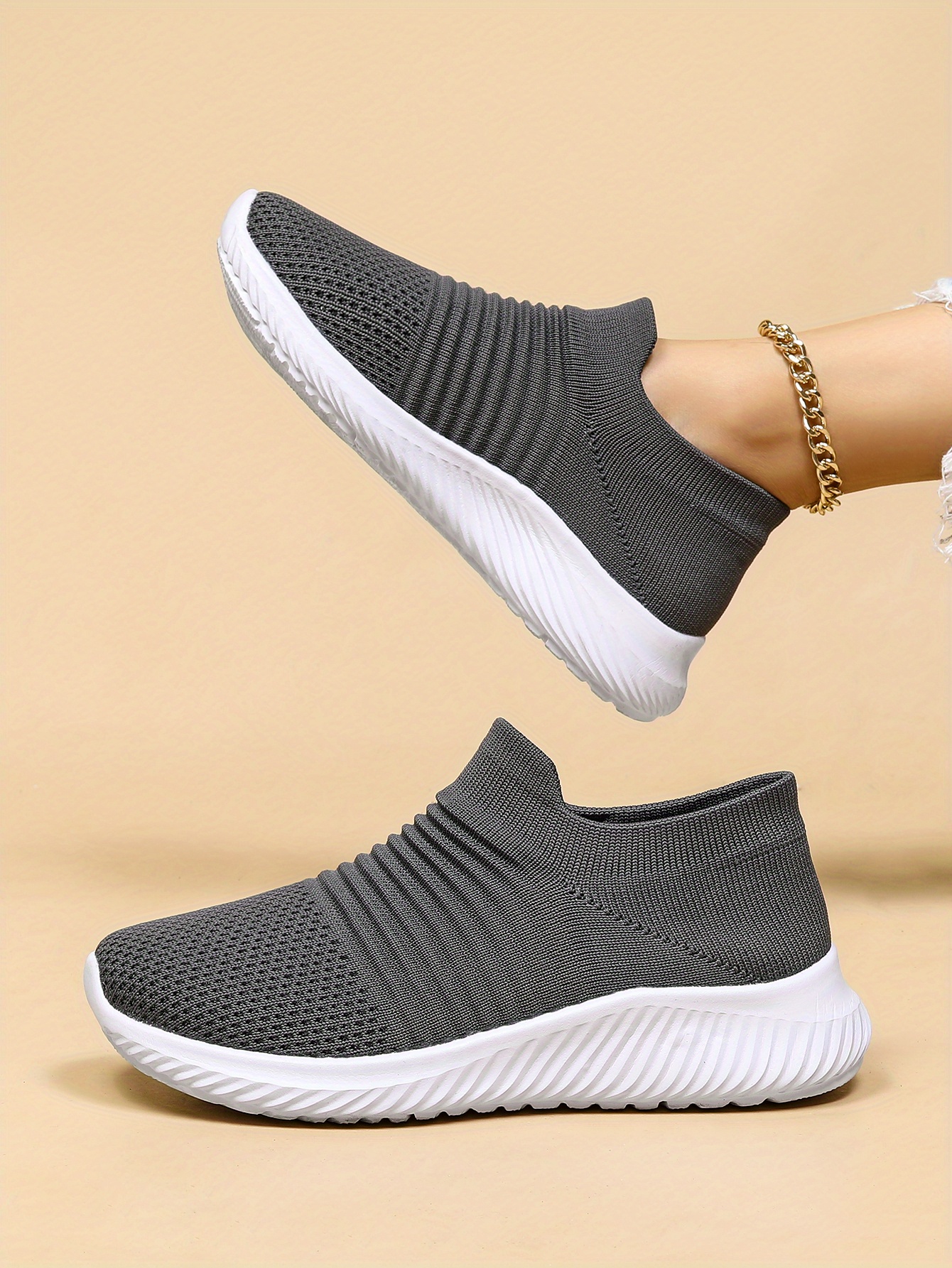 womens casual sneakers breathable flying woven slip on running shoes walking shoes details 7