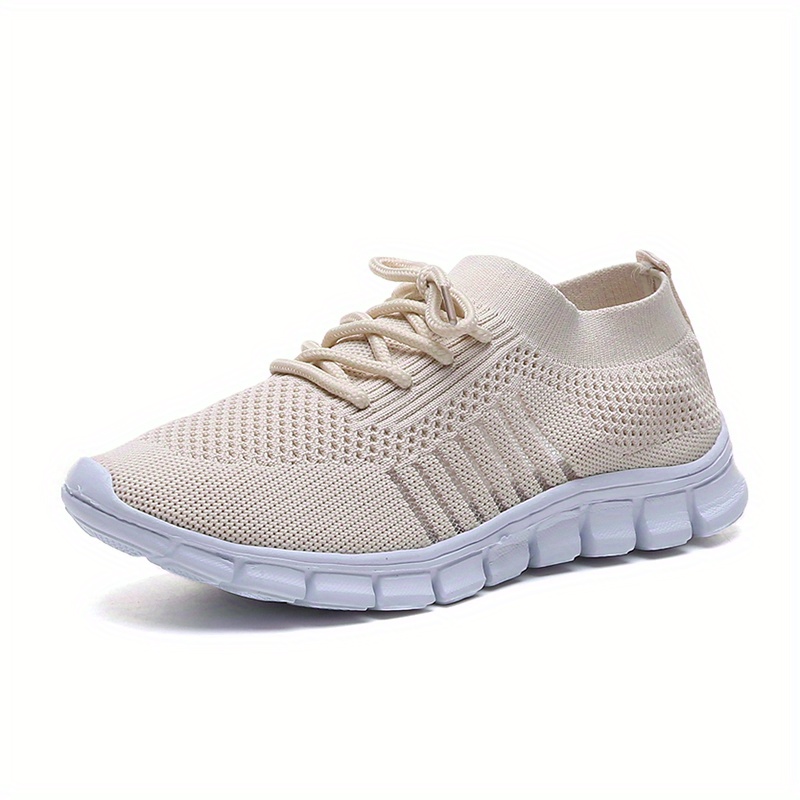 womens knitted sports shoes lightweight lace up low top running shoes casual outdoor gym sneakers details 18