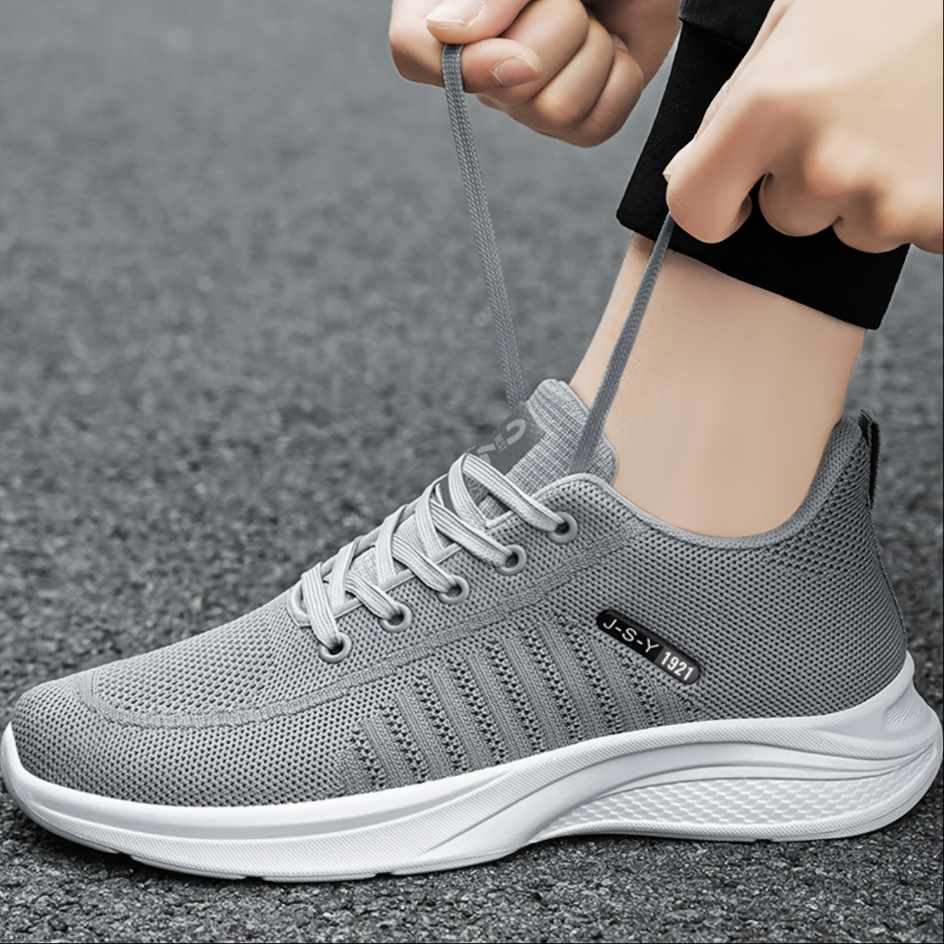 running shoes men s trendy woven knit breathable comfy non details 0