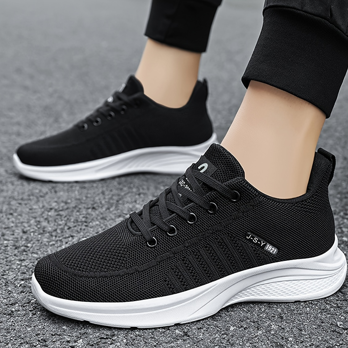 running shoes men s trendy woven knit breathable comfy non details 4