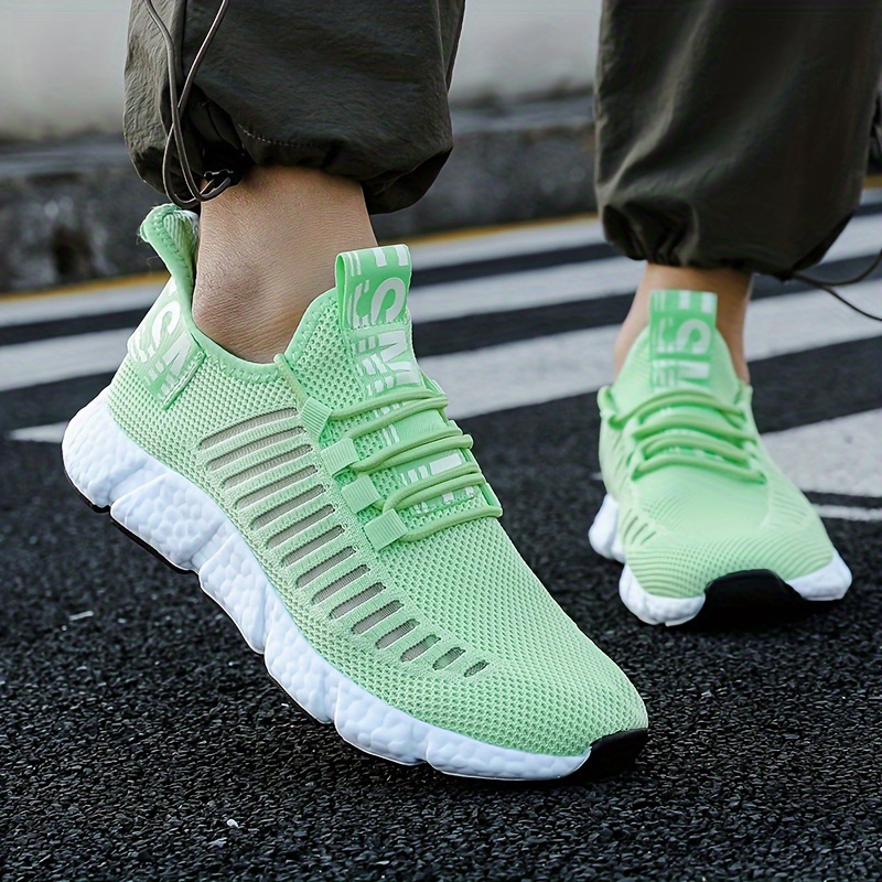 running shoes men s trendy solid woven knit breathable comfy details 1