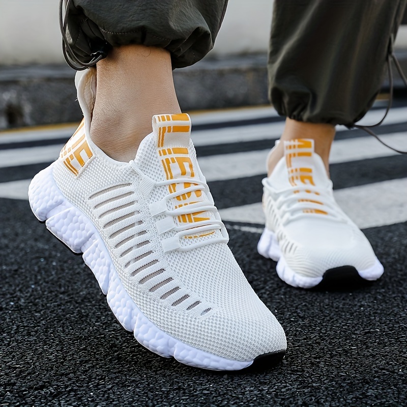 running shoes men s trendy solid woven knit breathable comfy details 3