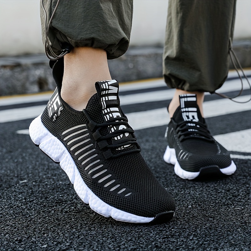 running shoes men s trendy solid woven knit breathable comfy details 11