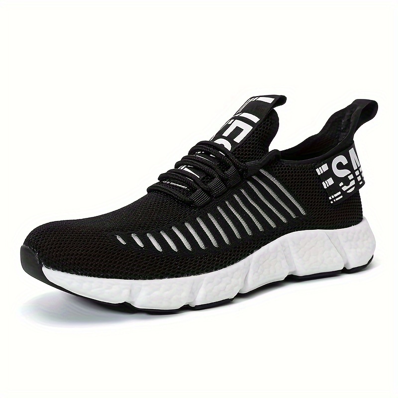 running shoes men s trendy solid woven knit breathable comfy details 12