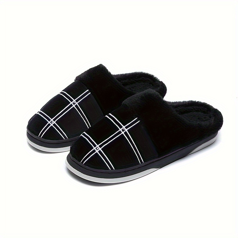 cozy house slippers men s plaid pattern design soft details 1