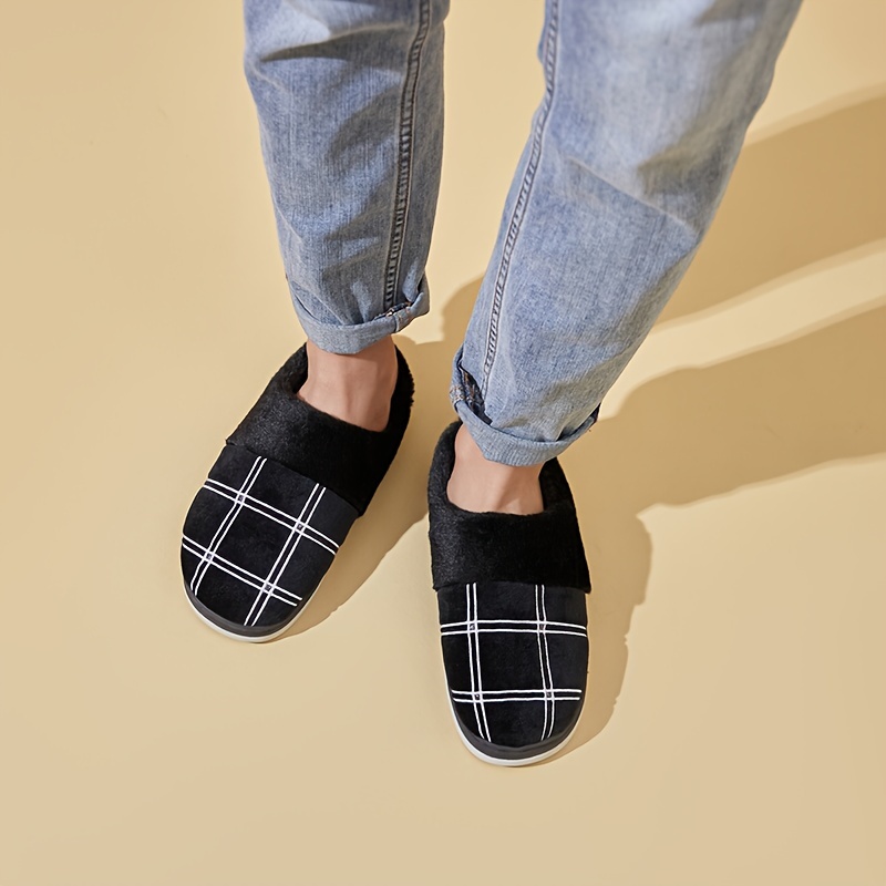 cozy house slippers men s plaid pattern design soft details 2