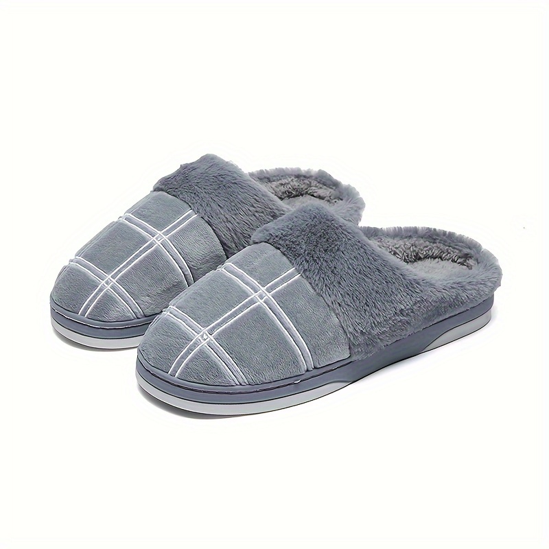 cozy house slippers men s plaid pattern design soft details 7