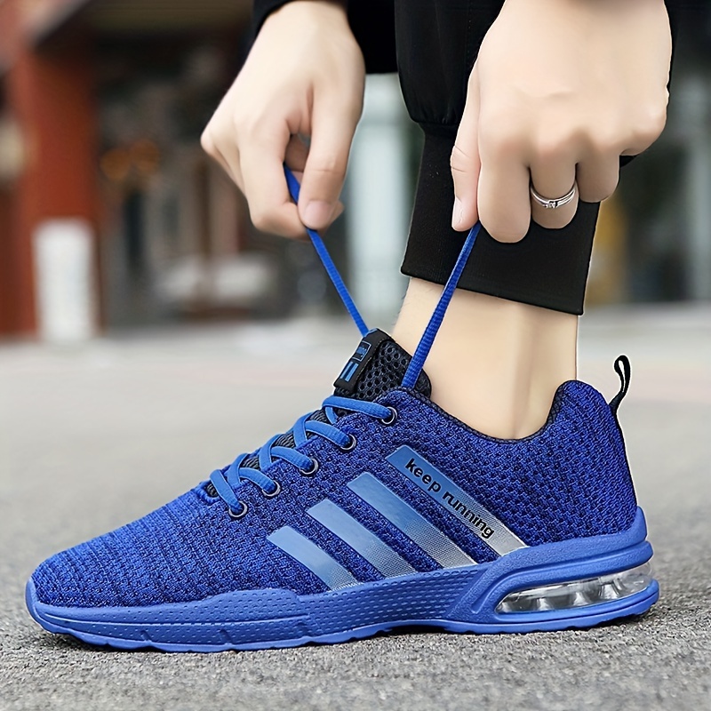 mens knit air cushioned lace up casual shoes comfy breathable lightweight non slip sneaker spring and summer details 4